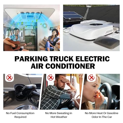 8000 BTU Cooling RV Air Conditioner 12V, Universal RV Rooftop Ac Unit All-In-One 12 Volt DC Camper Ac Units, Low-Noise Easy Install For Car, Truck, Trailer, Fifth Wheel, Golf Cart, Motorhome