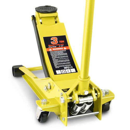 DNA MOTORING Floor Jack 3 Ton (6000 lbs) Capacity, Fast Lift Service Jack Low Profile Steel Heavy Duty Hydraulic Car Jack, Lifting Range 3"-20", Black, TOOLS-00475-BK
