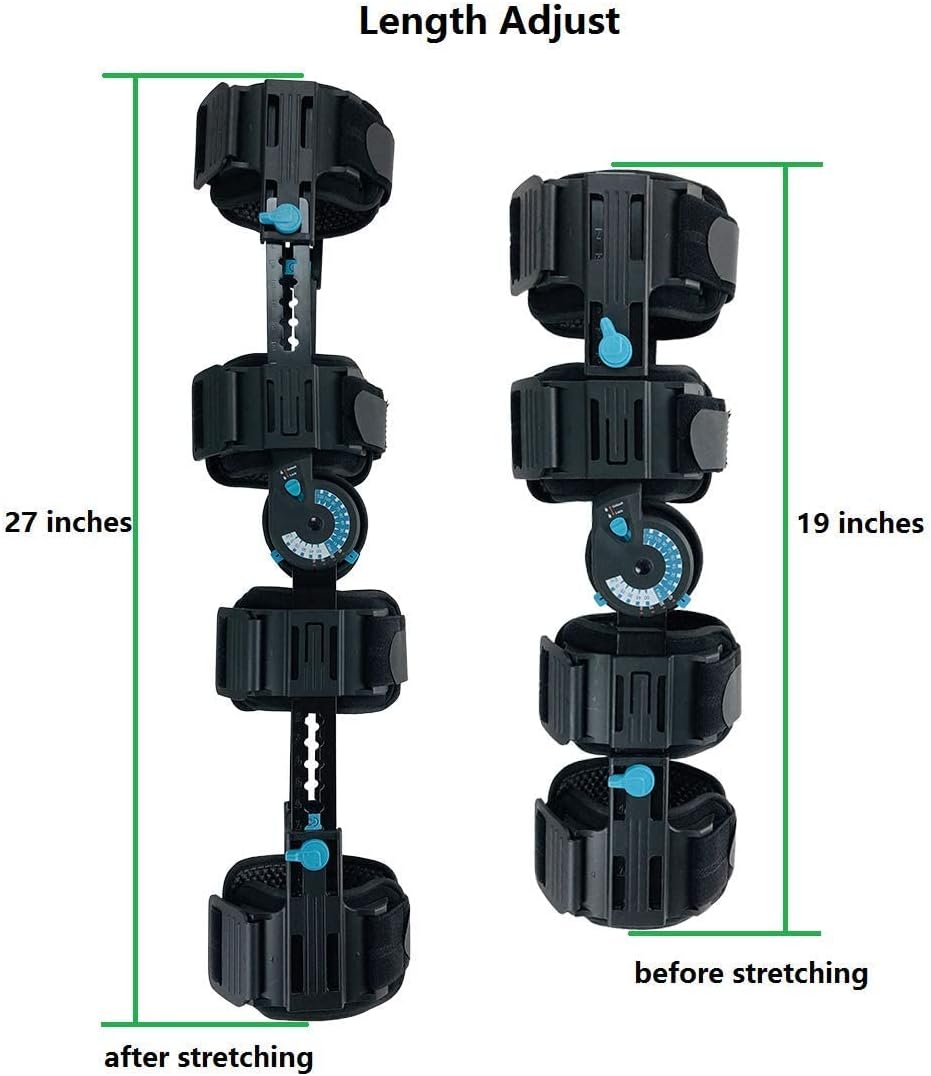 Orthomen Hinged Post Op Knee Brace, Adjustable ROM Leg Stabilizer Recovery Immobilization After Surgery - Medical Orthopedic Guard Protector Immobilizer Brace for Injury, Universal
