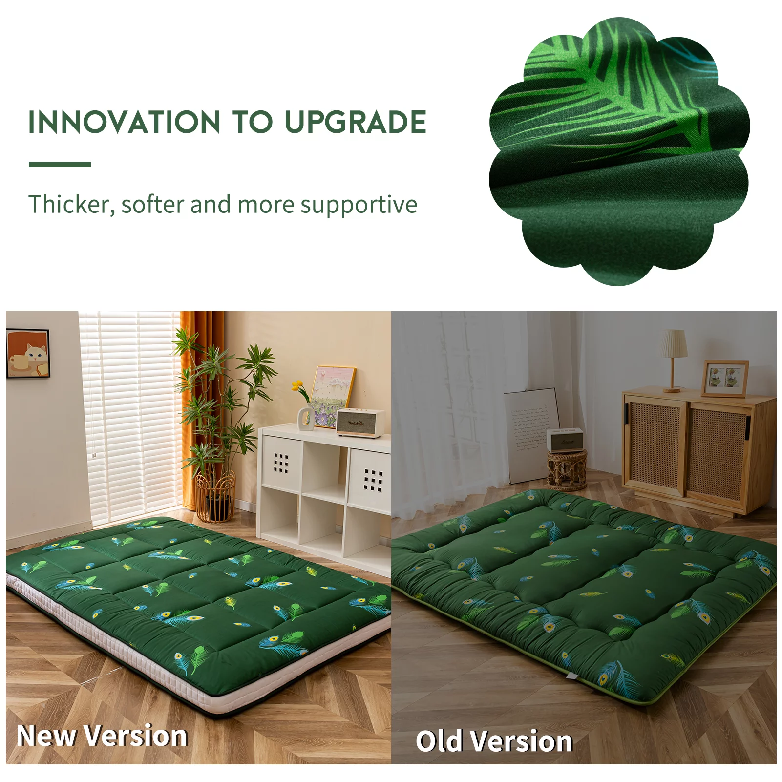Extra Thick Futon Floor Mattress, Padded Japanese Folding Roll Up Mattress Sleeping Pad, Foldable Camping Portable Mattress Shikibuton