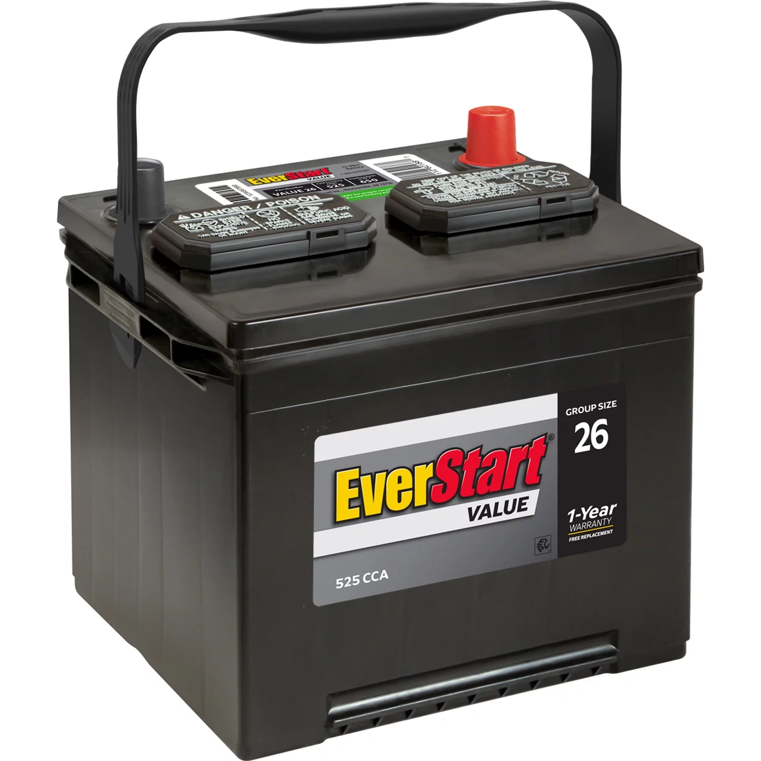 EverStart Value Lead Acid Automotive Battery, Group Size 26 12 Volt, 525 CCA