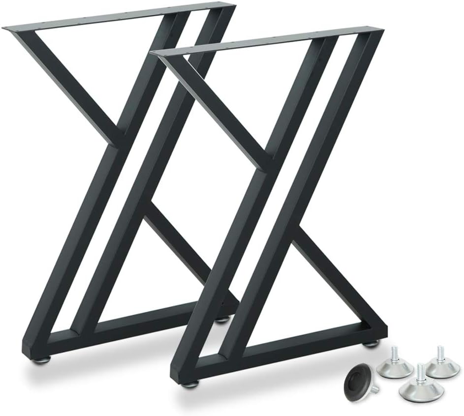 Metal Industrial Dining Modern Table Legs Desk Legs Base Cast Iron Welding Wrought Iron Coffee Table Workbench Legs Bench Legs Night Stand 28 inch K Shape Black DIY (1 Set of 2 pcs) 28 H x19.7