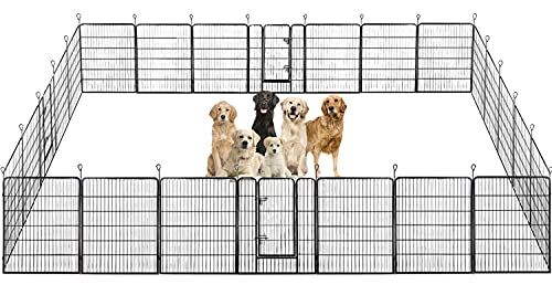 BestPet Dog Playpen Indoor 40 inch 16 Panels Metal Dog Pen Pet Dog Fence Outdoor Exercise Pen with Doors,Pet Puppy Playpen for RV Camping Yard, Black