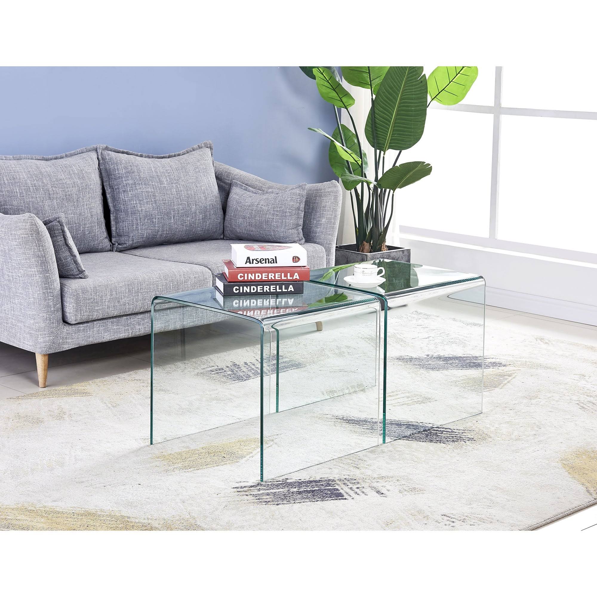 Glass Console Table, Transparent Tempered Glass Console Table - 43.3x13.78x29.52 inch