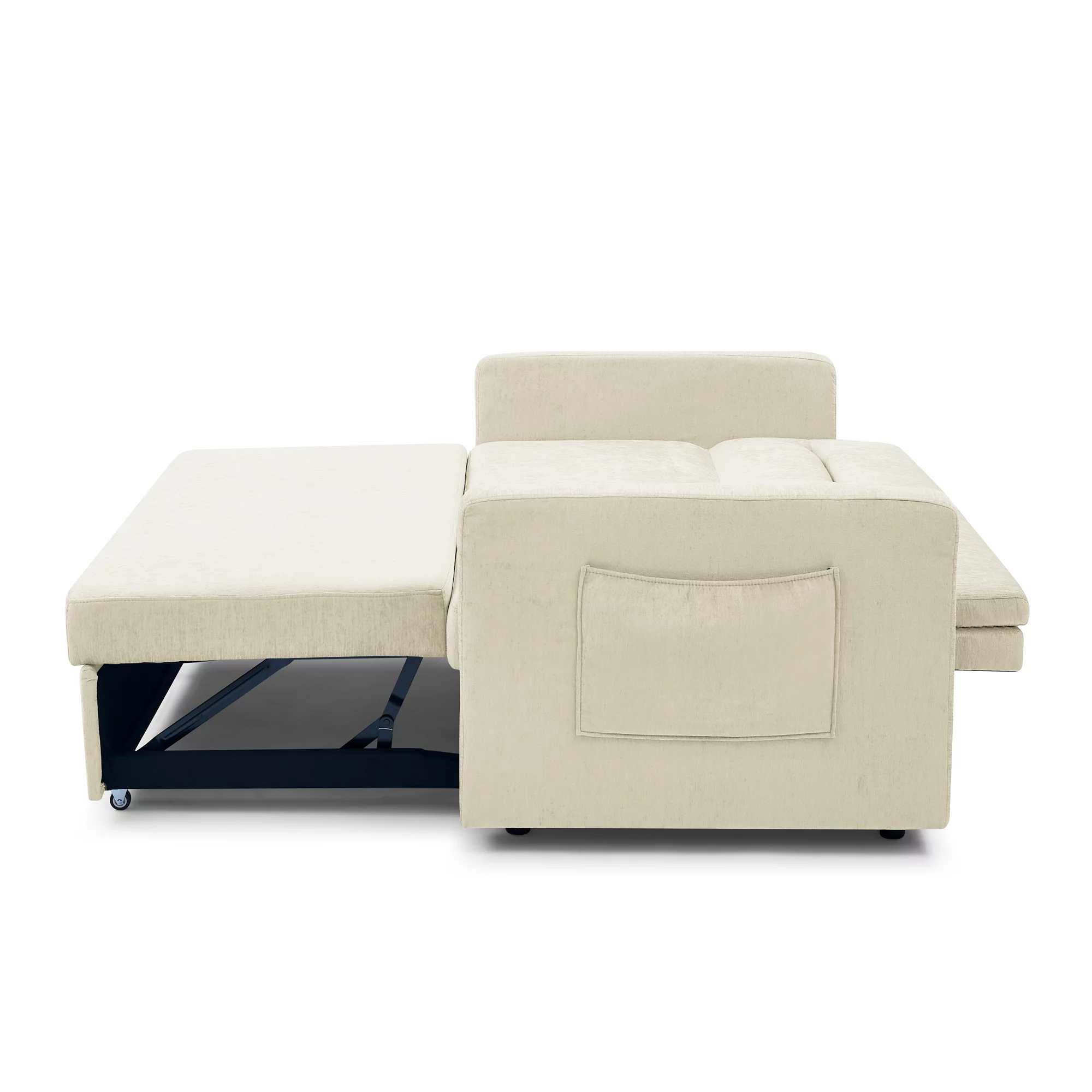 Bellemave 54.5" Pull Out Sleeper Sofa Bed, Sleeper Loveseats Sofa Couch with Adjustable Backrest and 2 Arm Pocket for Living Room Bedroom Apartment Office (Black) - Curated Treasures Market
