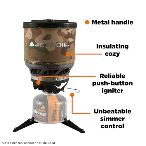 Jetboil MiniMo Camping and Backpacking Stove Cooking System with Adjustable Heat Control