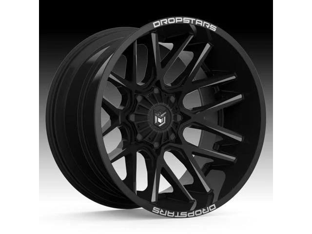 Dropstars 654bm Deep Concave 20x10 8x6.5x22 -25mm Black/Milled Wheel Rim