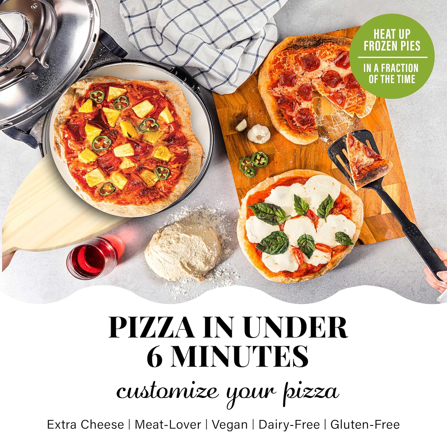 PIEZANO Crispy Crust Pizza Oven by Granitestone – Electric Pizza Oven Indoor Portable, 12 Inch Indoor Pizza Oven Countertop, Pizza Maker Heats up to 800˚F for Stone Baked Pizza at Home As Seen on TV