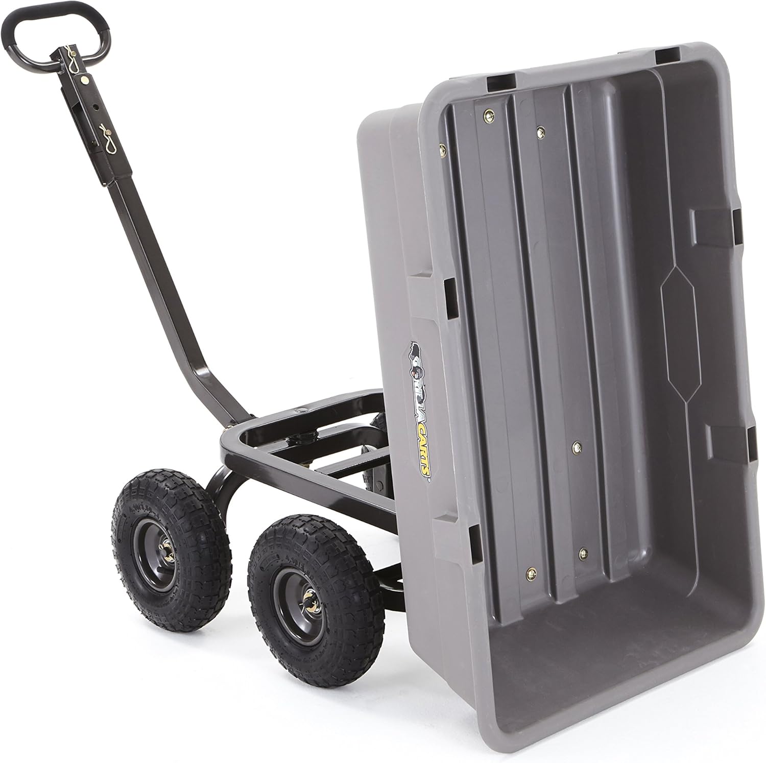 Gorilla Carts Poly Garden Dump Cart with Steel Frame and 10" Pneumatic Tires,800-lbs. Capacity, Gray