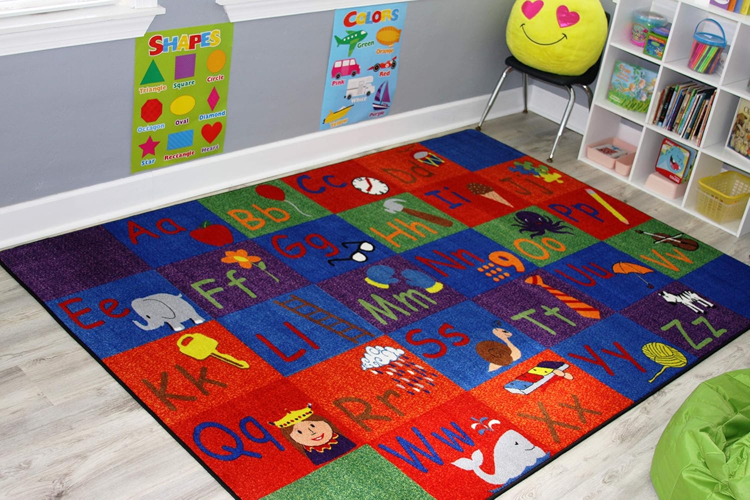 Kid Carpet All in A Row Letter Classroom Rug, 7'6" x 12' Rectangle