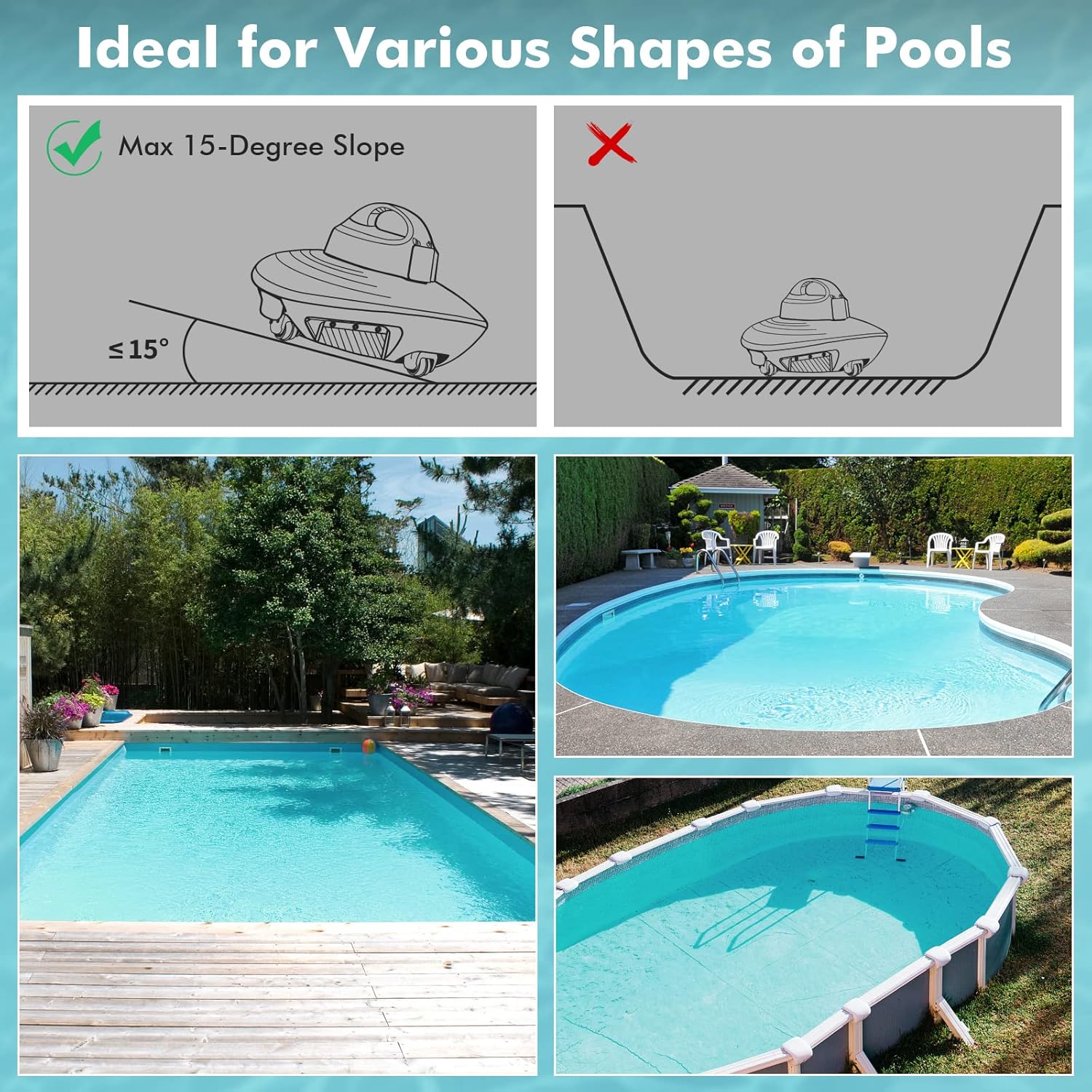 HYDRUS Robotic Cordless Pool Vacuum Cleaner with Brushless Motor,Powerful Pool Robot for Above Ground Pools, Up to 90 Mins Runtime, Self-Parking, Robot Vacuum for Summer Inground Flat Pool up to 50 Ft