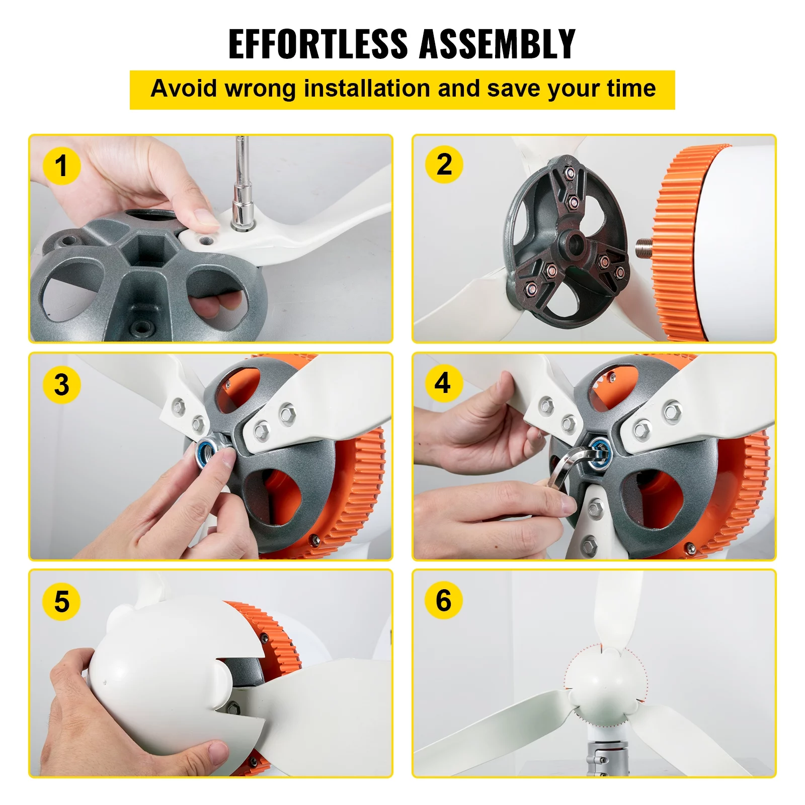 VEVOR Wind Turbine Generator, 12V/AC Wind Turbine Kit, 400W Wind Power Generator with MPPT Controller 3 Blades Auto Adjust Windward Direction Suitable for Terrace, Marine, Motor Home, Chalet, Boat