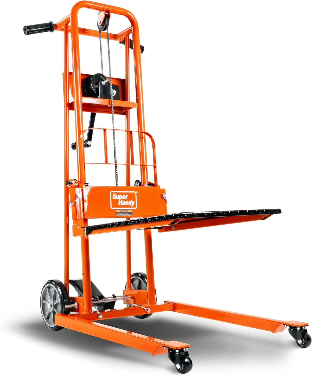 SuperHandy Material Lift Winch Stacker, Pallet Truck Dolly, Lift Table, Fork Lift, 330 Lbs 40" Max Lift w/ 8" Wheels, Swivel Casters