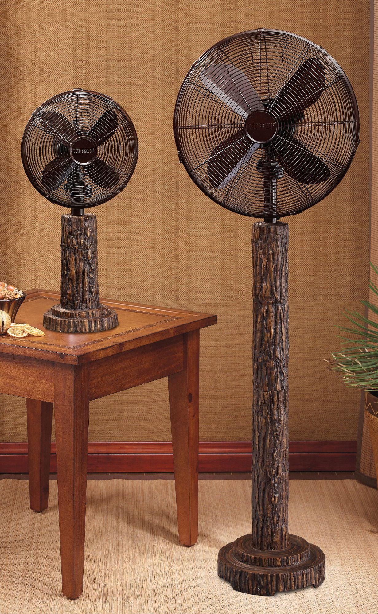 Deco Home Accents 55" Brown Contemporary Fir Bark Standing Floor Fan