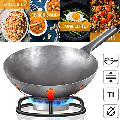 High-end Pure Titanium Frying Wok, Non-Stick Pan Cooking Pot Wok Kitchen Cokware with Handle for Gas Cooker,34cm
