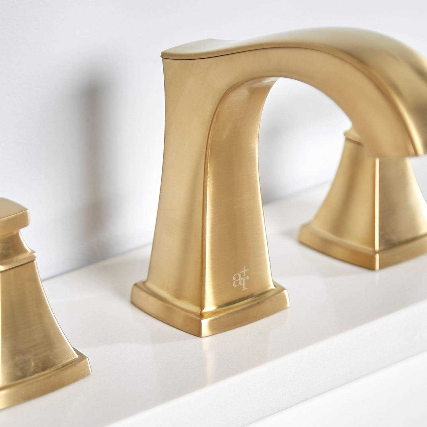 allen + roth Chesler Brushed Gold Widespread 2-Handle WaterSense Bathroom Sink Faucet with Drain 67124W-614408 - Shop Hardware Tools Online Store