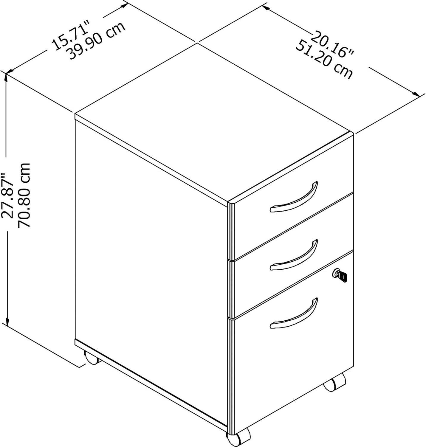 Bush Business Furniture Studio C 3 Drawer Mobile File Cabinet, Sand Oak