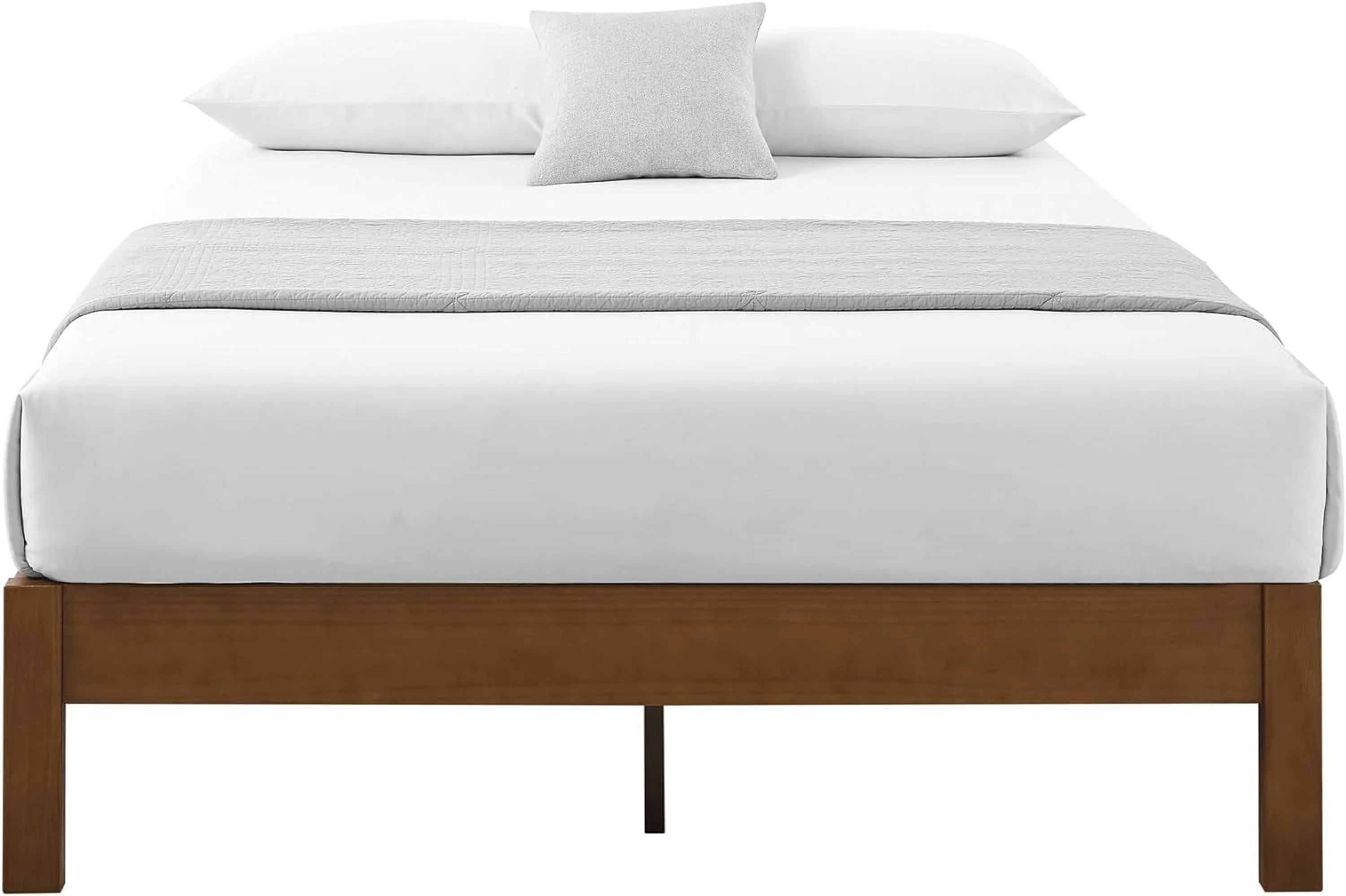 Deluxe Wood Platform Bed Frame,/Full/Queen/King Bed Frame,No Need For Box Spring,Rivet Modern Solid Pine Wood Platform Bed,Antique Espresso (Queen)