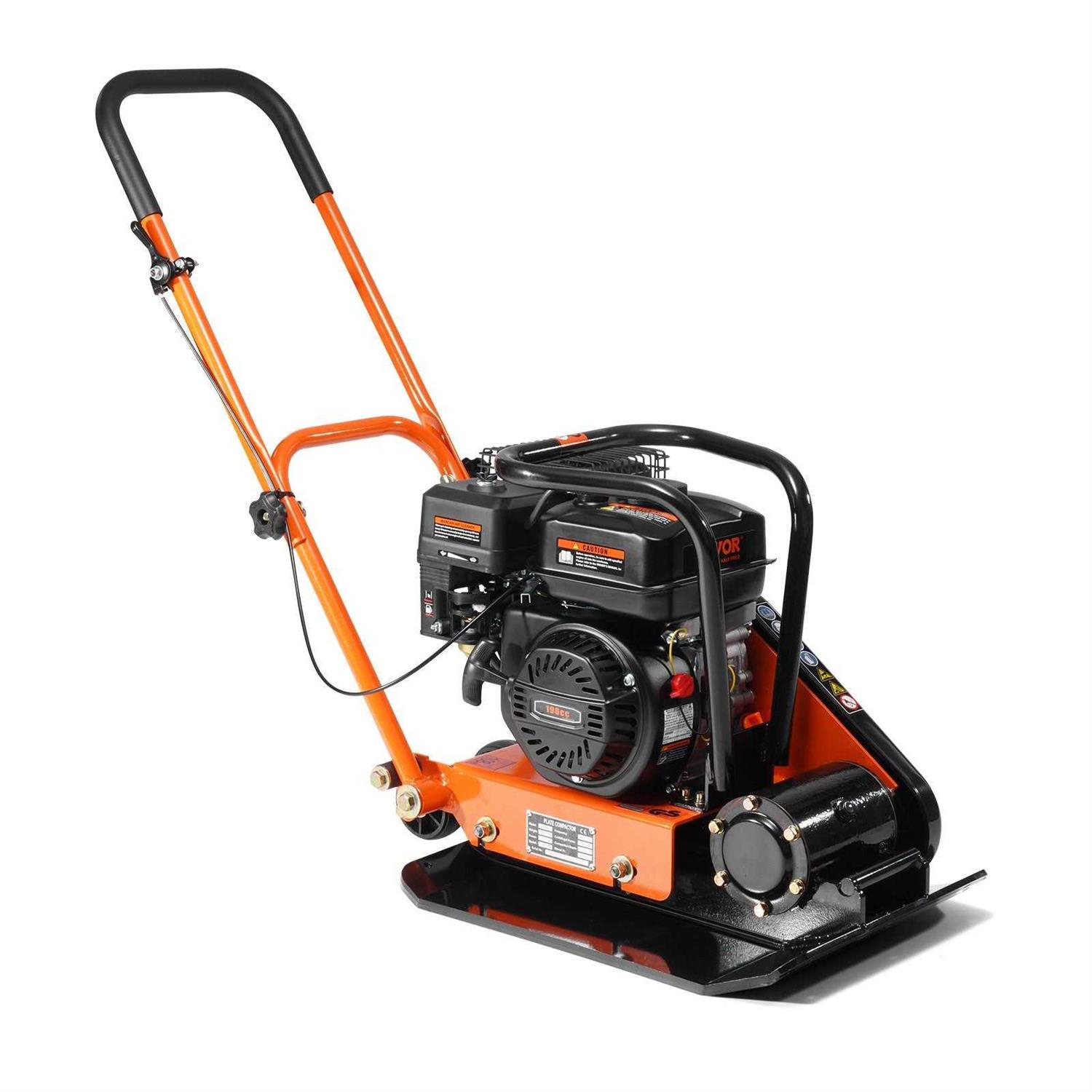 VEVOR Plate Compactor 6.5 HP 196cc Gas Engine 5,600 vpm 4,200 lbs Force Vibratory Compaction Tamper with 22.1 x 15.9 in Plate for Walkways - Shop Hardware Tools Online Store