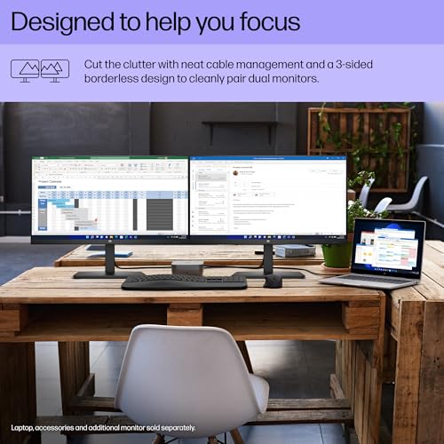 HP 27h Full HD Monitor - Diagonal - IPS Panel & 75Hz Refresh Rate - Smooth Screen - 3-Sided Micro-Edge Bezel - 100mm Height/Tilt Adjust - Built-in Dual Speakers - for Hybrid Workers,Black
