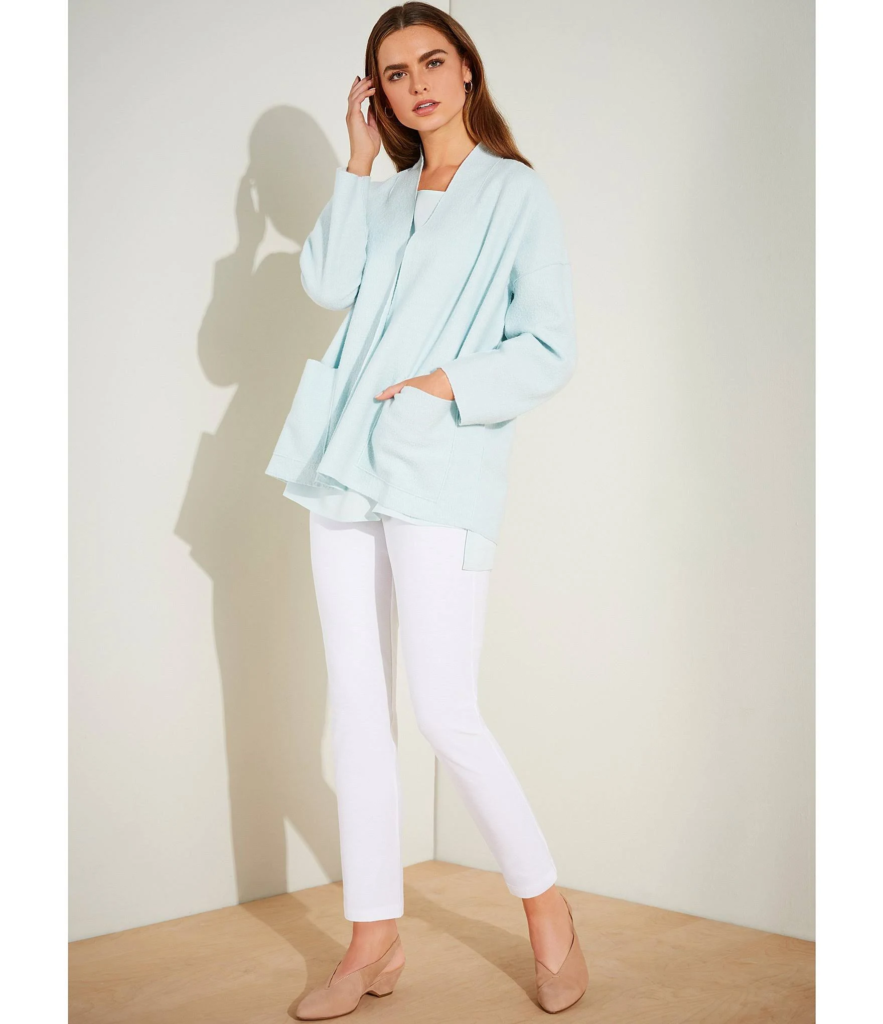 Eileen Fisher White System Stretch Crepe Slim Ankle Pant