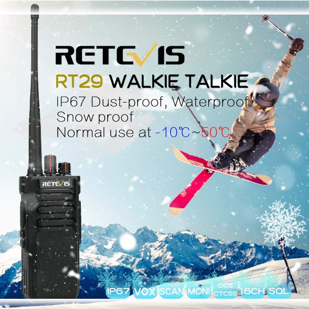 Retevis RT29 Waterproof Walkie Talkie Long Range,Heavy Duty Two Way Radios,Clear Loud,Emergency Alarm,Rechargeable 2 Way Radio for Construction(5 Pack)