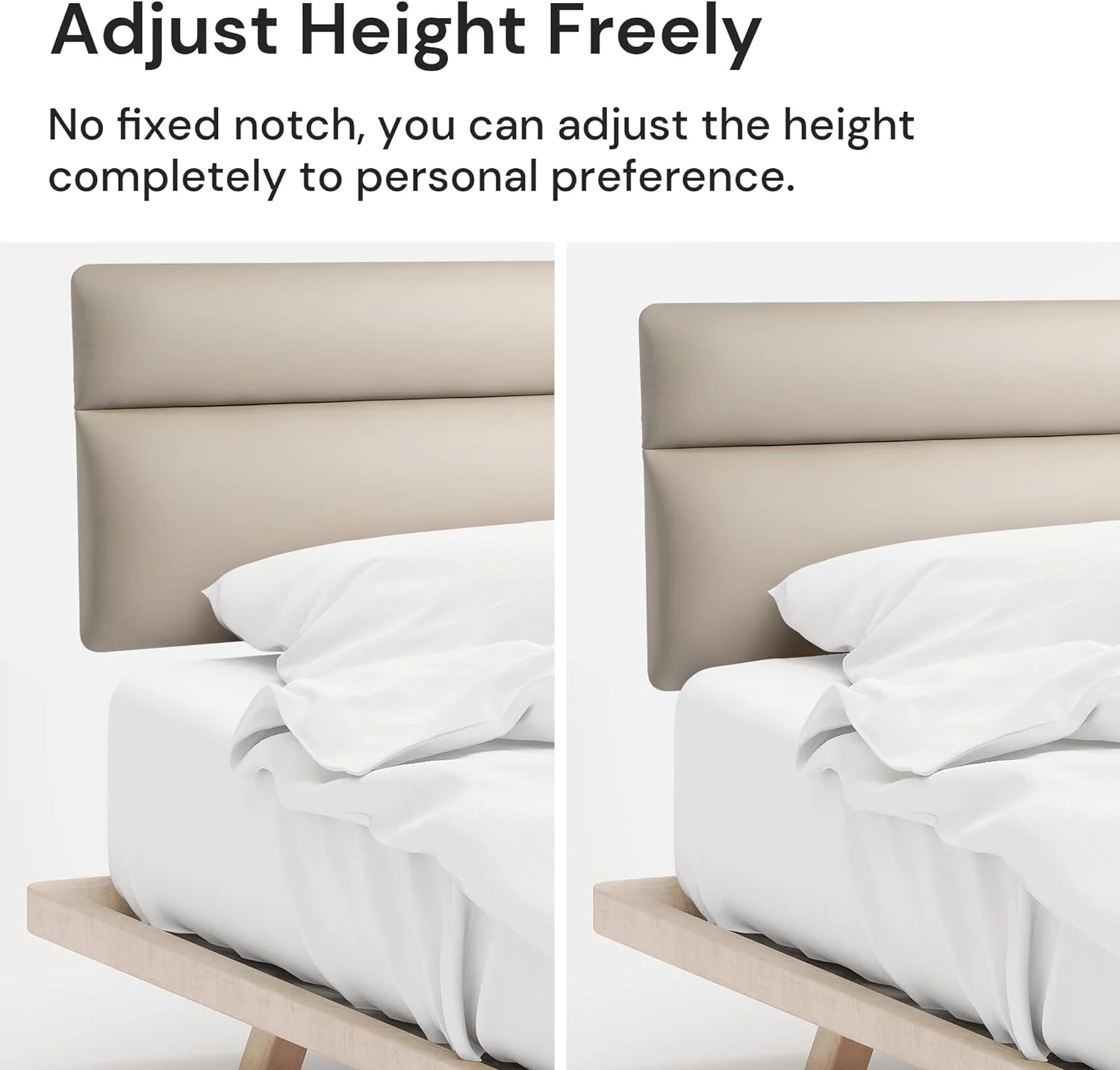 Wall Mount Faux Leather Headboard for King Size Bed, Modern Style Upholstered Headboard, Adjust Height Freely, Easy to Assemble (Nature, King)