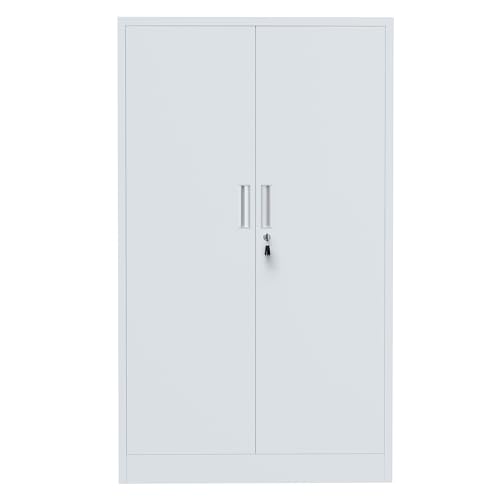Metal Storage Cabinet with Locking Doors and Adjustable Shelves, 53.5-Inch Tall Lockable Storage Cabinets for Home Office Garage Kitchen Pantry (Black)