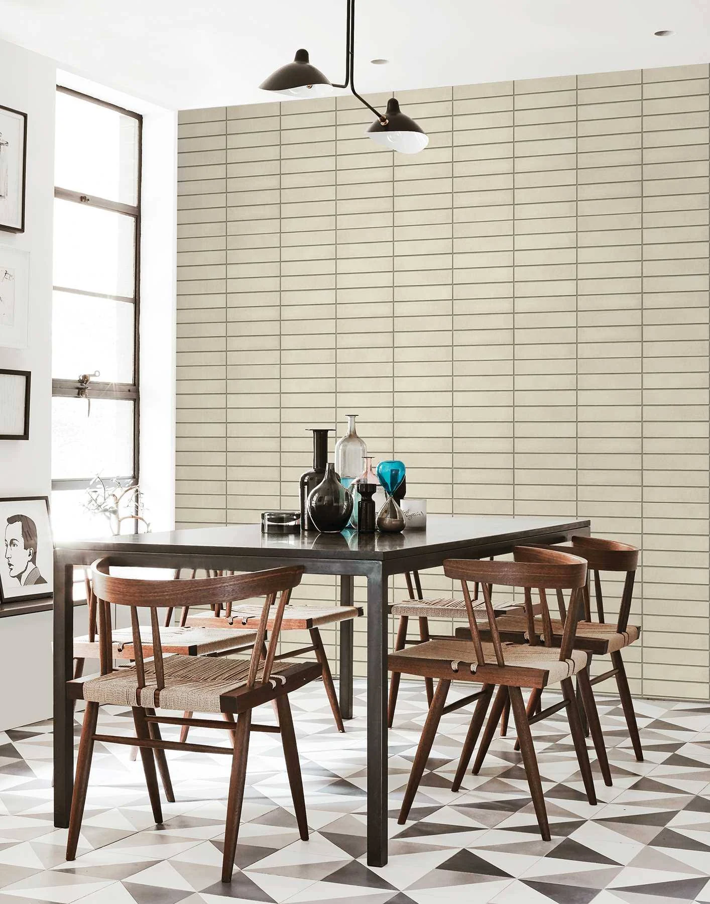 A-Street Prints by Brewster 2540-24024 Restored Midcentury Modern Bone Brick Wallpaper