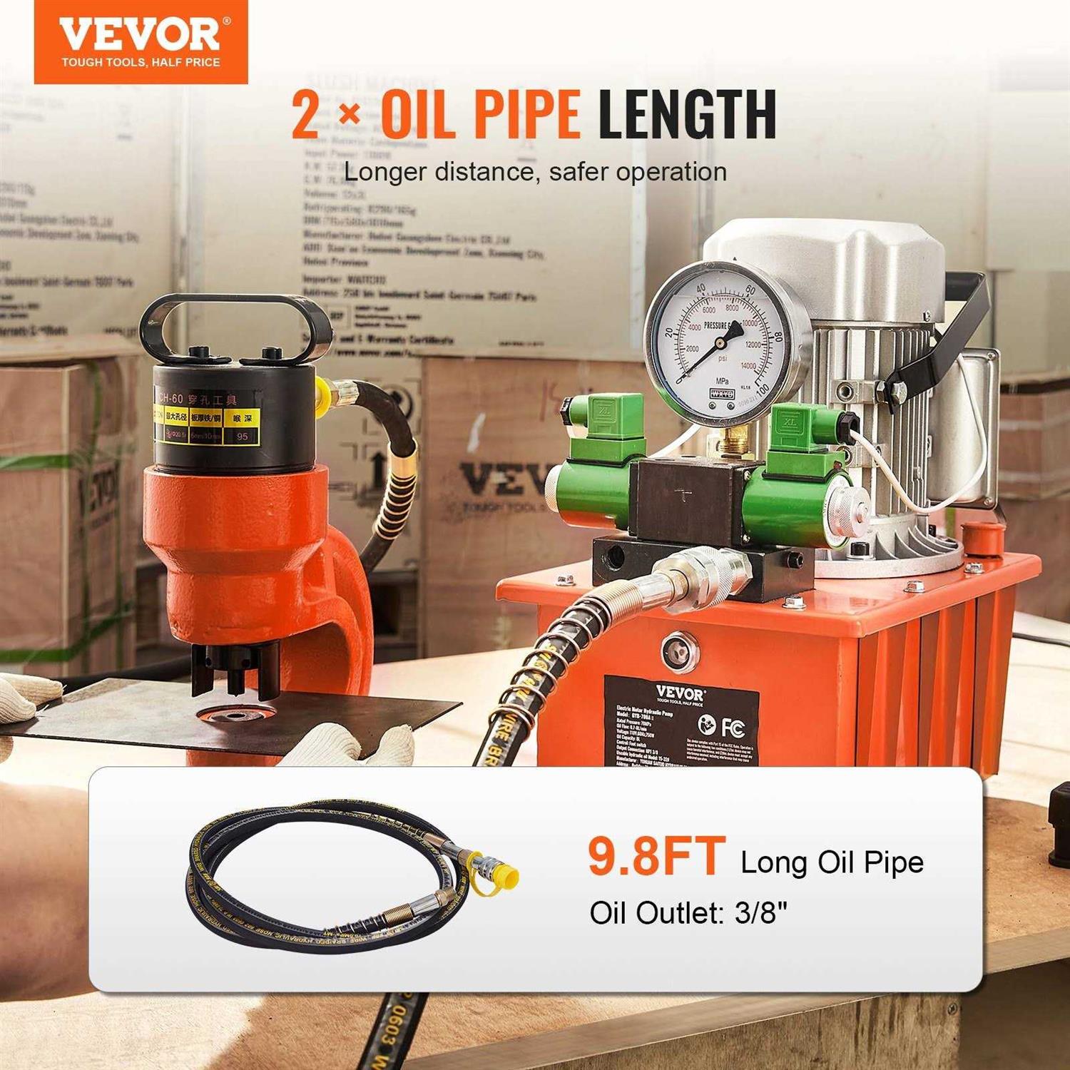 VEVOR Electric Hydraulic Pump 10000 PSI 750W 110V 488 in³/8L Capacity Double Acting Solenoid Valve Electric Driven Hydraulic Pump Power Pack Unit - Shop Hardware Tools Online Store