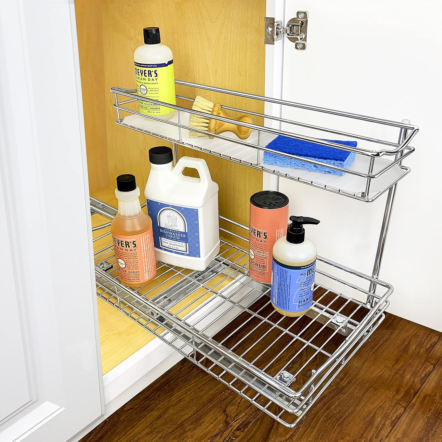 Lynk Professional&reg; Under Sink Cabinet Organizer Pull Out Two Tier Sliding Shelf, 11.5w x 18d x 14h-Inch, Chrome