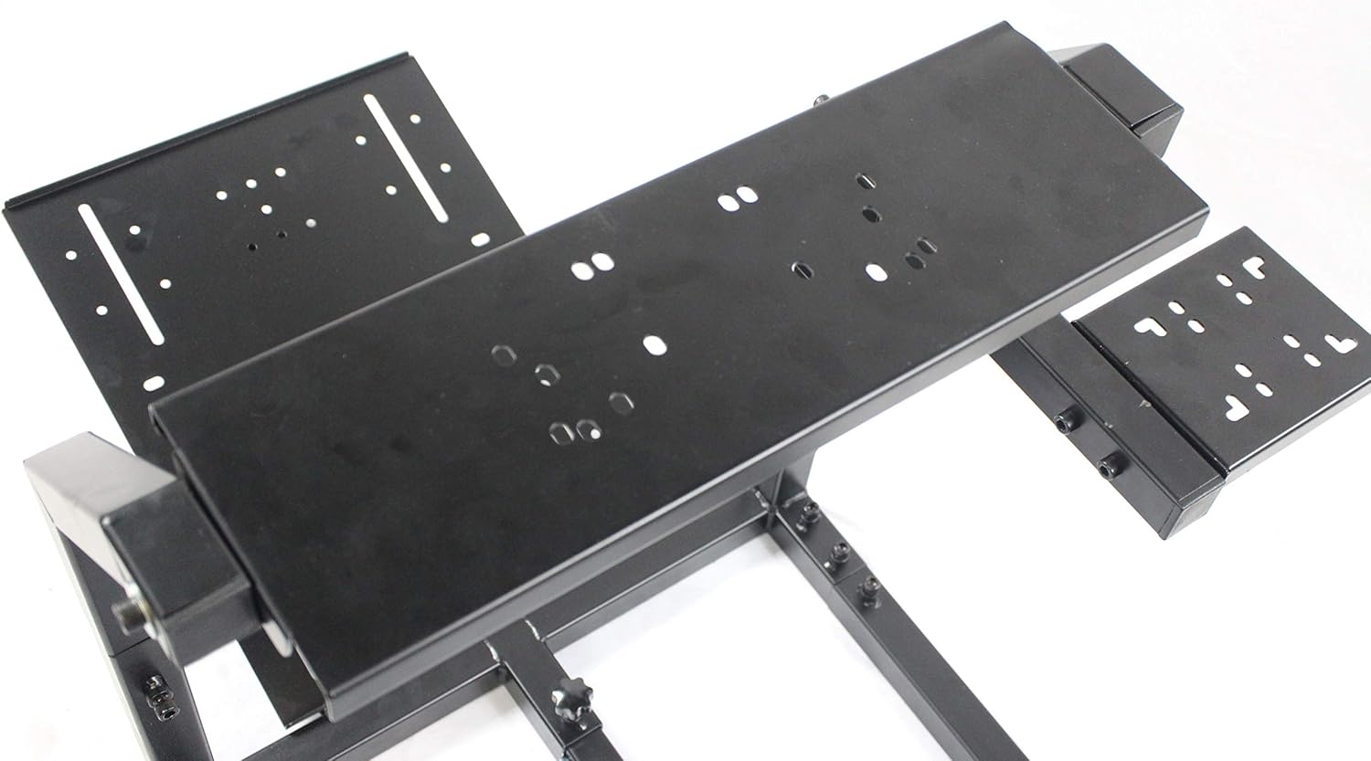 GTR Simulator GTA-F Model Black Frame Triple | Single Monitor Stand with Black Adjustable Leatherette Seat Racing Driving Gaming Simulator Cockpit Chair