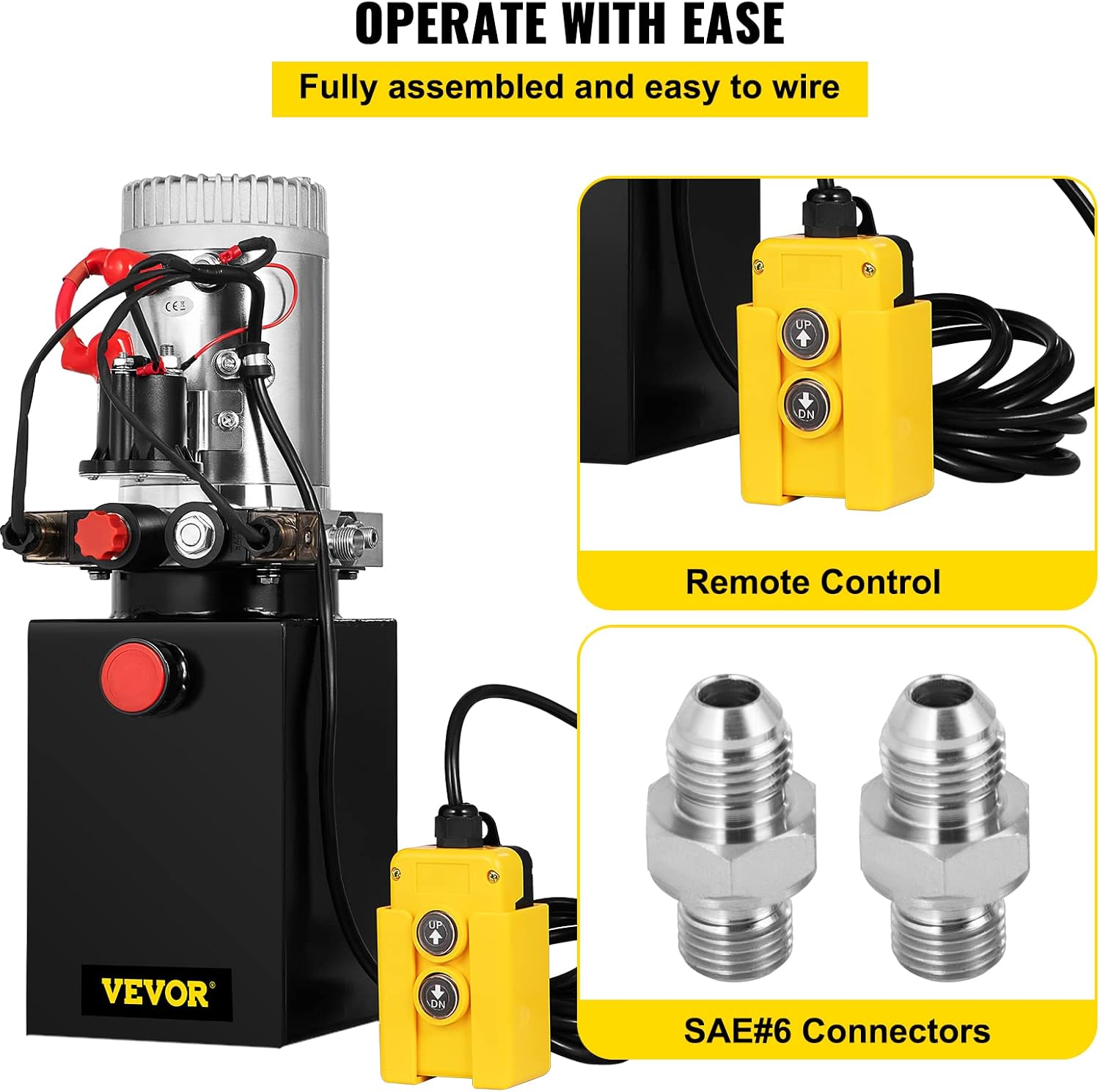 Mophorn Hydraulic Power Unit 8 Quart Hydraulic Pump Double Acting Hydraulic Power 12V DC with Metal Oil Reservoir Hydraulic Pump Power Unit for Dump Trailer Car Lifting