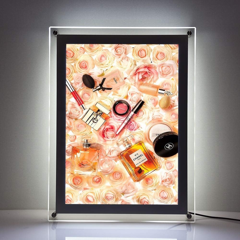 HKSIGN 24X36 Inch Ultra Thin Wall Mounted Acrylic led Light Box Store Sign Holders Crystal Poster Frame Advertising Display