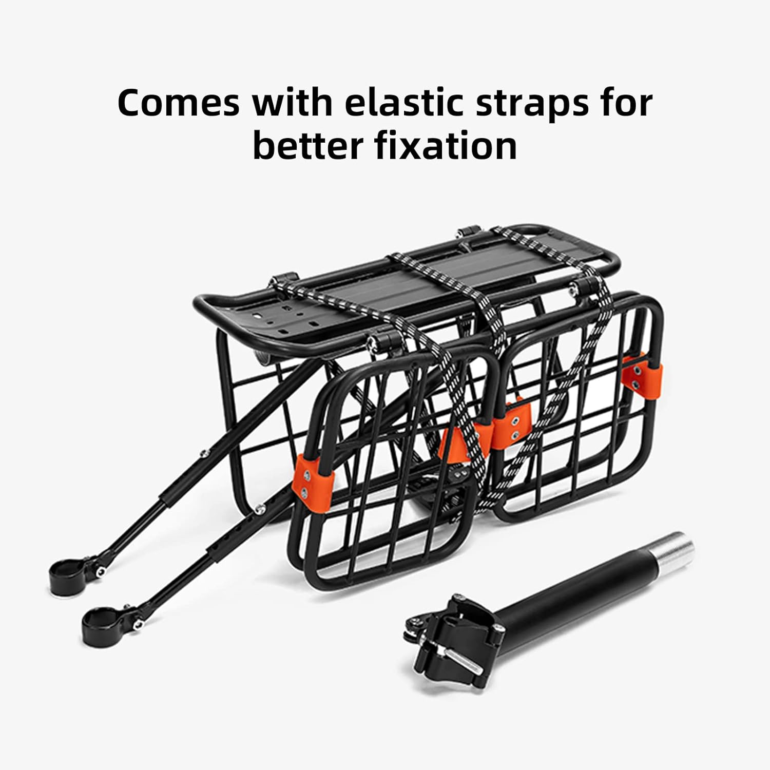 Bike Cargo Rack with Basket, 165 LB Load Bicycle Carrier Rack Bike Rear Rack - Quick Release & Adjustable, Aluminum Alloy Bike Back Rack with Free Bungee Cord & Waterproof Cover Pack of 2