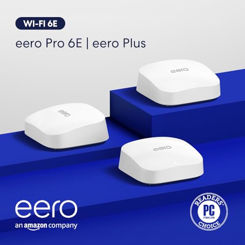Amazon eero Pro 6E mesh wifi system - Supports internet plans up to 2.5 Gbps, Coverage up to 4,000 sq. ft., Connect 100+ devices, 2-pack