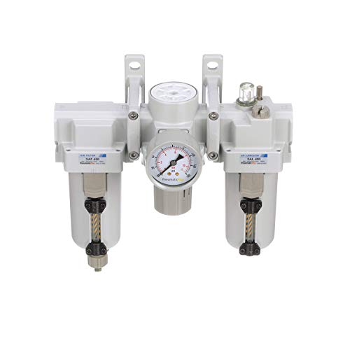 PneumaticPlus SAU400 Series Compressed Air Filter Regulator Lubricator Combo FRL 1/2" NPT