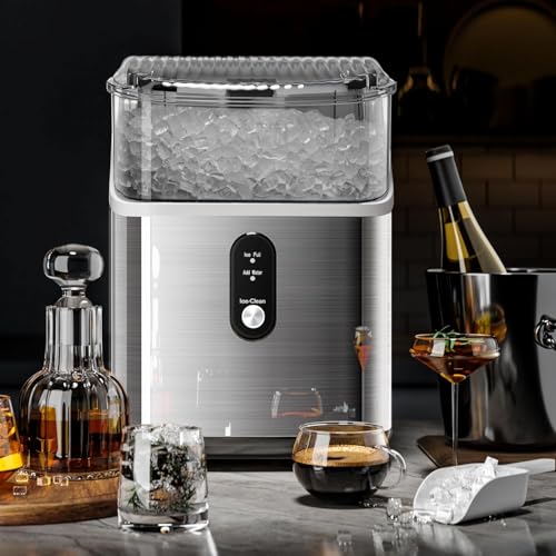 Nugget Ice Makers Countertop, 35Lbs/24H Portable Ice Maker Machine with Chewable Ice, Crushed Ice Makers Countertop with Self-Cleaning Function/Ice Scoop/Ice Basket for Home & Kitchen & Office(Black)