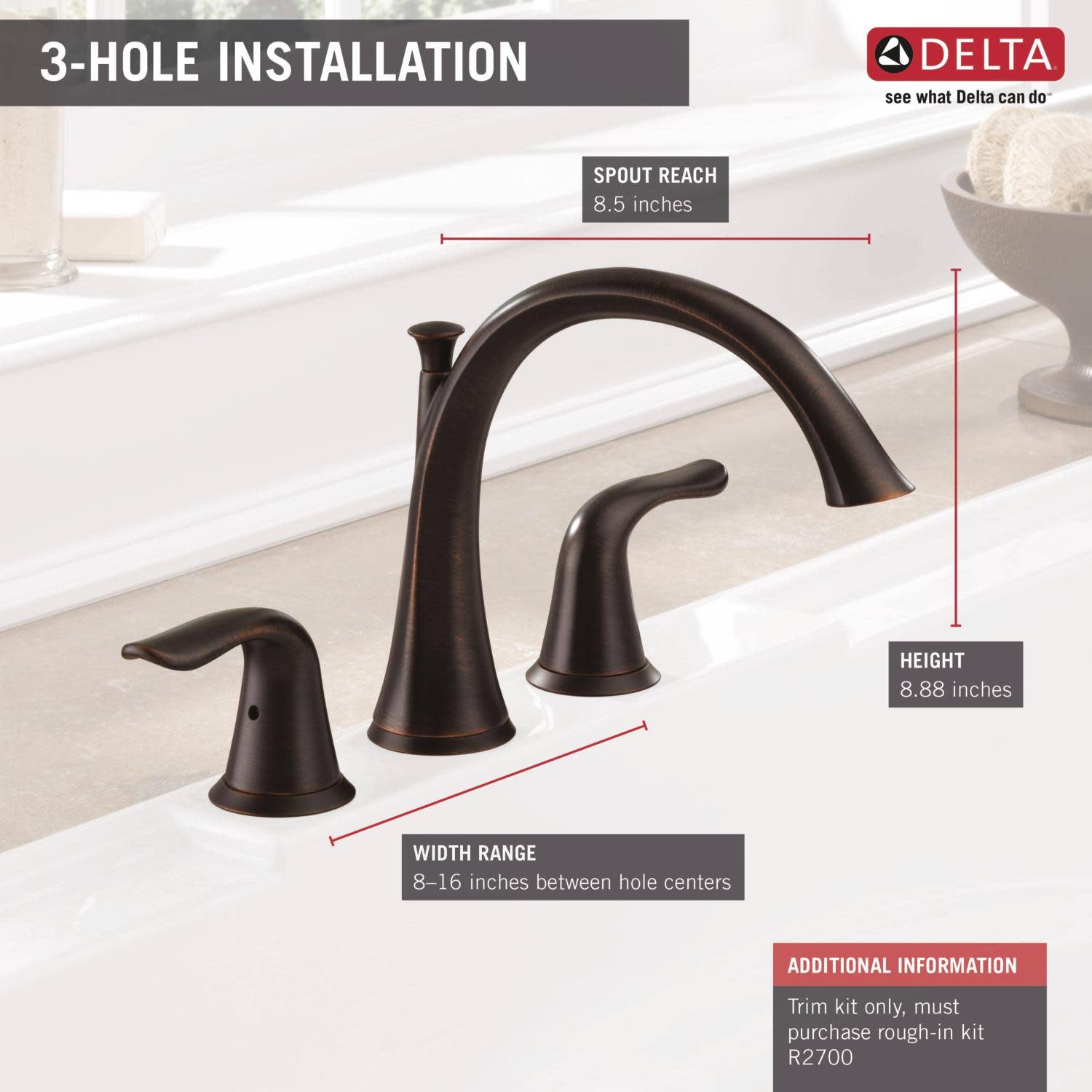 Delta T2738-RB Lahara Roman Tub TRIM, Venetian Bronze