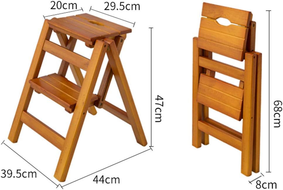 Folding Ladder Staircase Multi-Functional Folding Solid Wood Ladder Stool,Step Stool Household Muliti-Color Stool Step Ladder Foldable Stepladder,White,Three