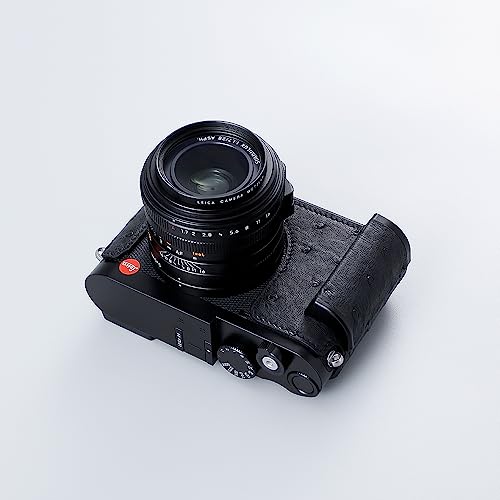 Camera Half Case for Leica Q3,SIUTATDSH Vintage Metal Genuine Leather Camera Protective Cases Stylish Portable Shockproof (BlackC)