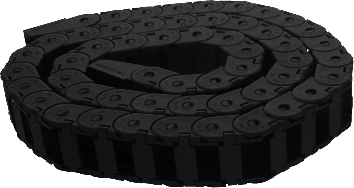 Fielect Drag Chain Cable Carrier Open Type with End Connectors R100 35X100mm 1 Meter Plastic for Electrical CNC Router Machines Black 1Pcs