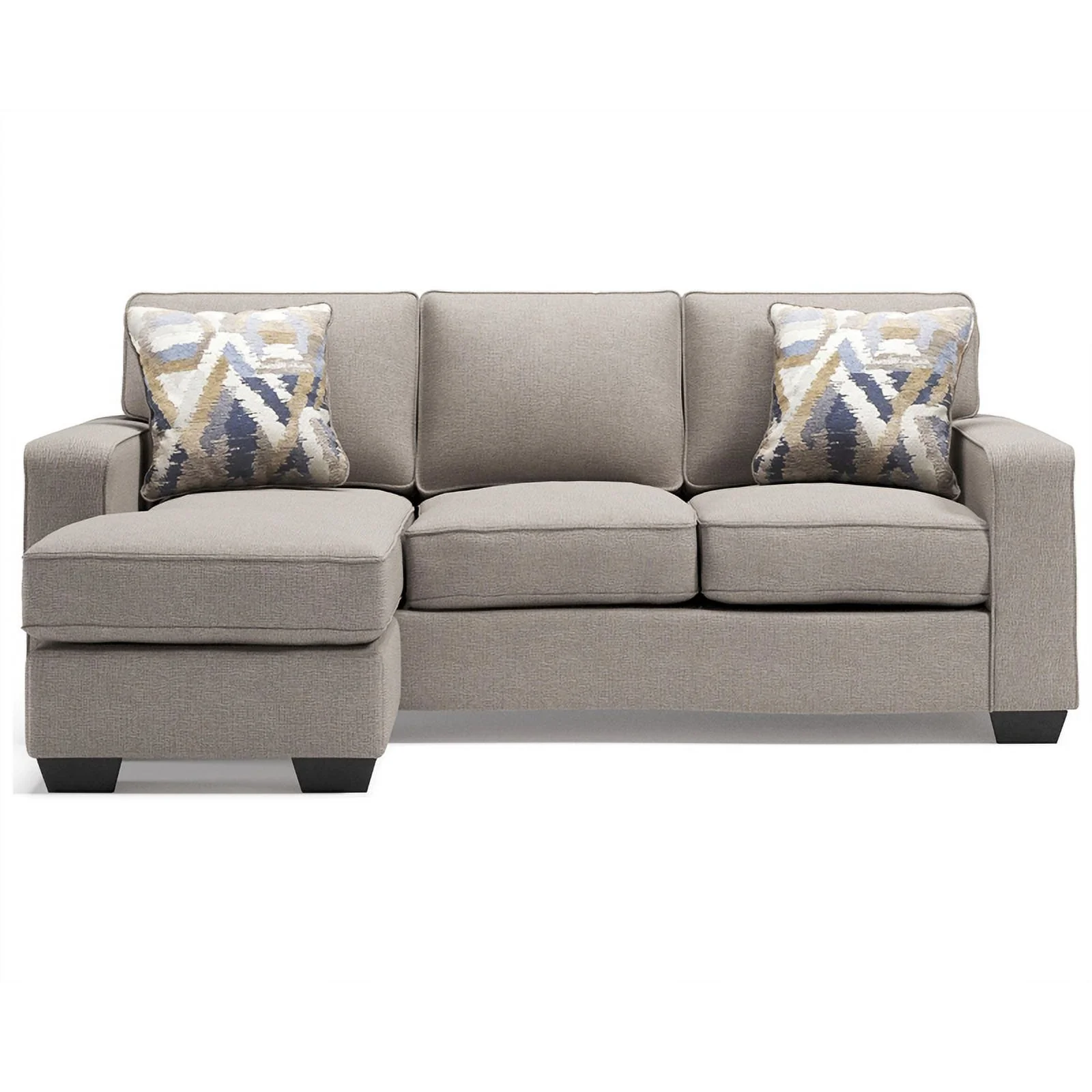 Ashley Furniture Greaves Fabric & Wood Sofa Chaise in Stone Light Gray