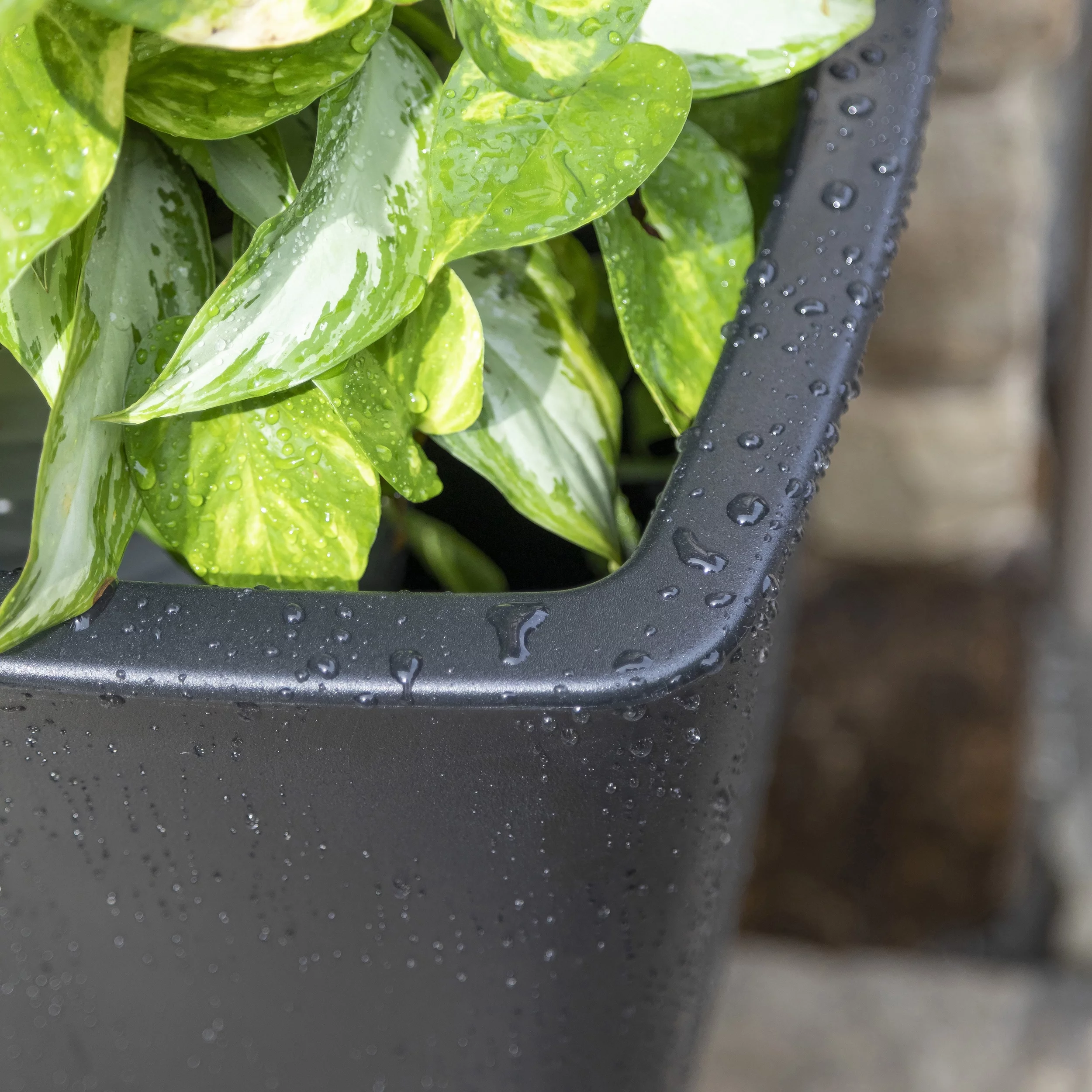 Step2 Bridgeview 26" Tall 2pk Black Square Indoor Outdoor Plastic Planter