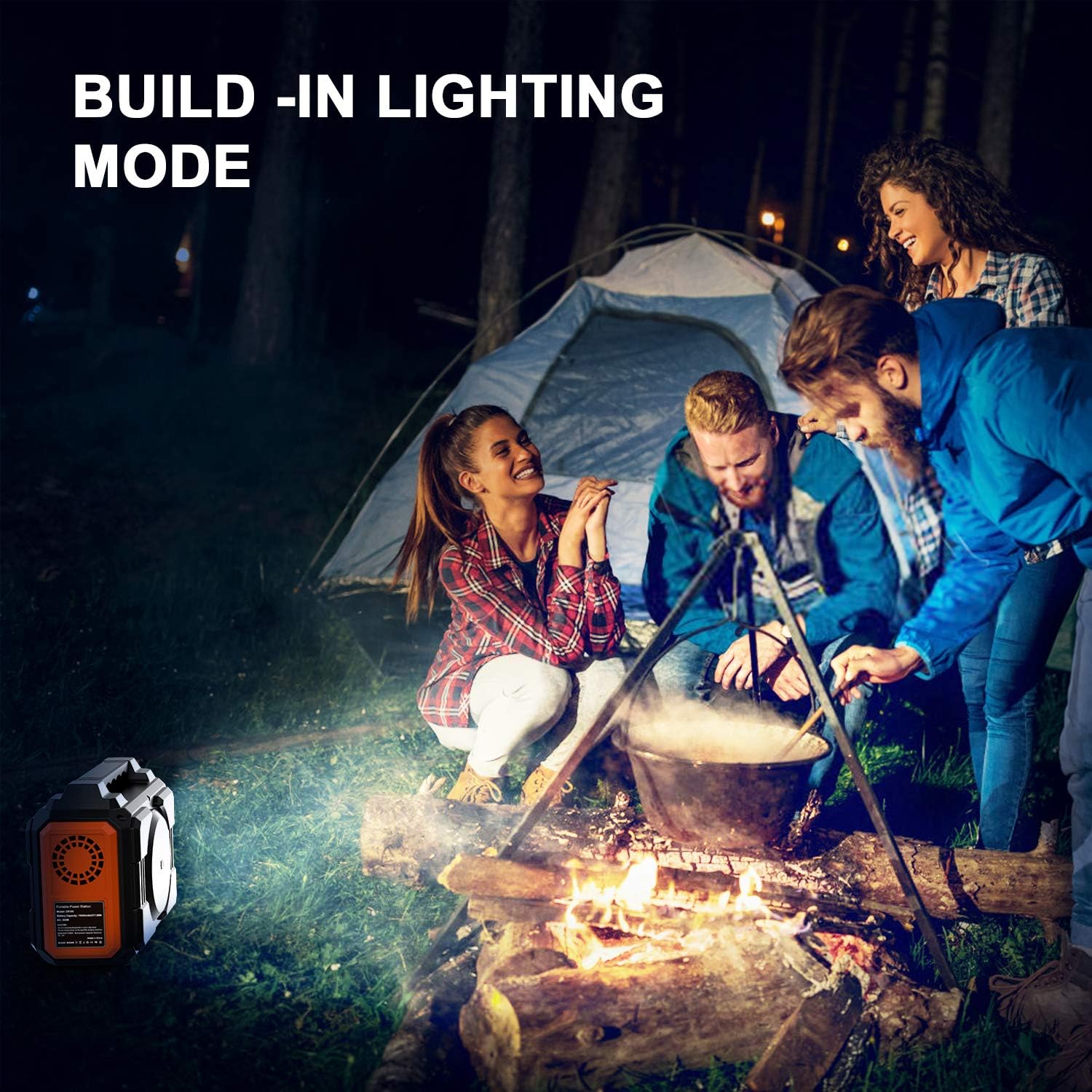 Portable Power Station 300W, FLYLINKTECH 75000mAh 277.5Wh Battery Power Station for Camping Home Use CPAP, Emergency Backup Lithium Battery Power Supply with LED Flashlight 2 AC Outlets 2 DC 4 USB Ports