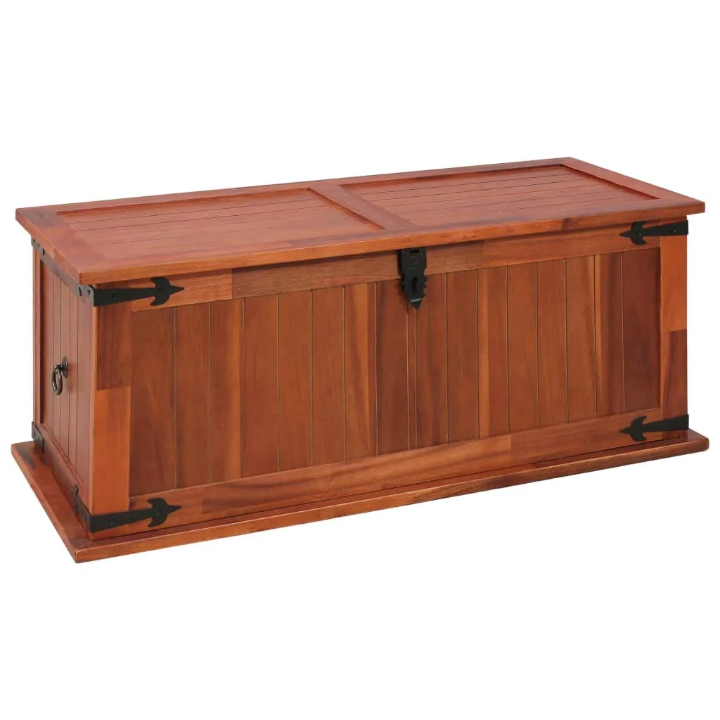 Furtur Home Storage Chest Box Rustic | Wooden Storage Trunk | Wood Blanket Toy Chest with Handles for Bedroom Closet Home Organizer Collection | Brown Solid Acacia Wood 35.4" x 17.7" x 15.7"