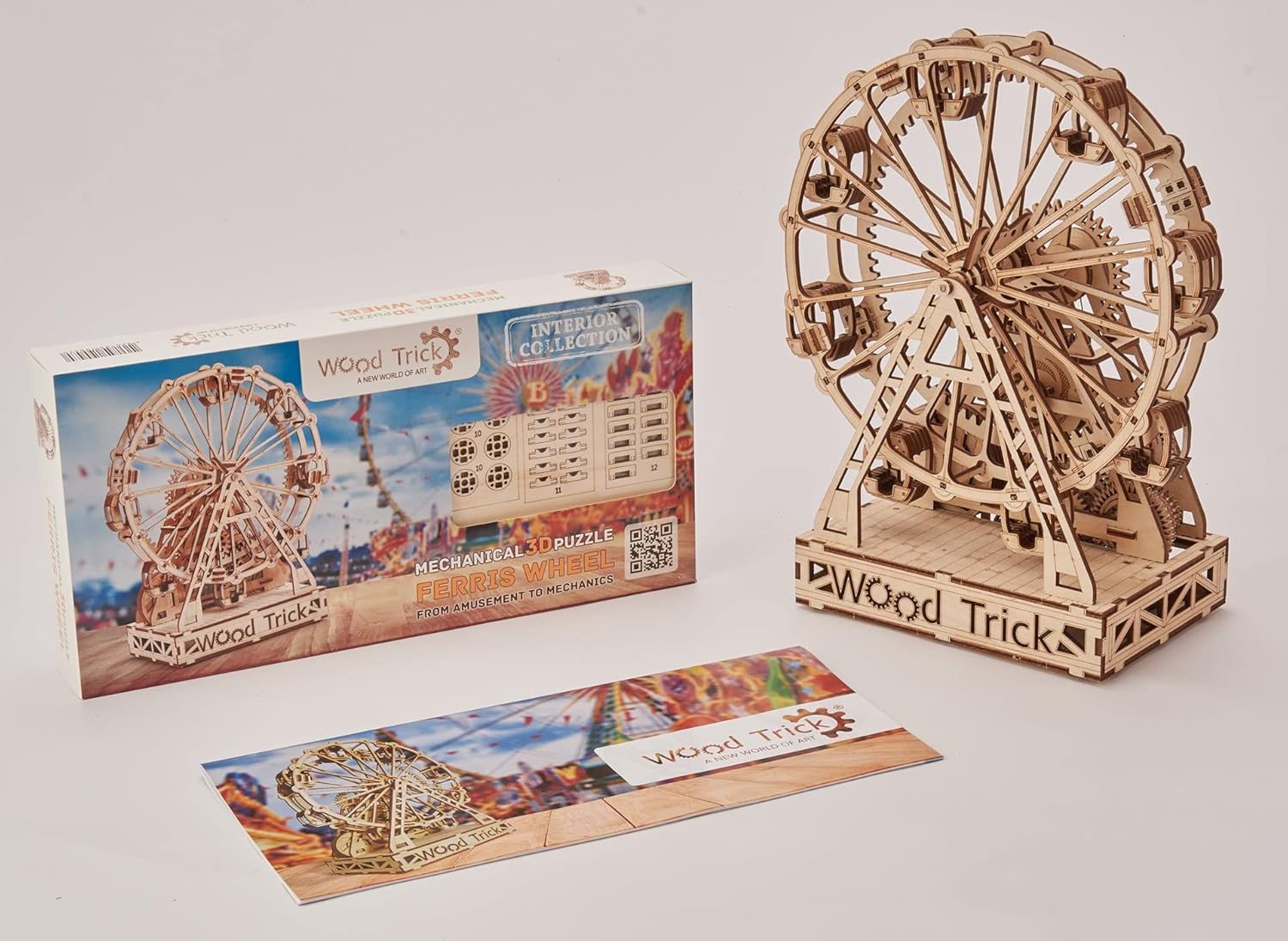 Wood Trick Ferris Wheel Toy Mechanical Model, Observation Wheel - 3D Wooden Puzzle, Eco Wooden Toys, Assembly Model, Brain Teaser for Adults and Kids Pack of 2