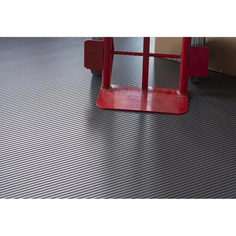 G Floor 7.5& x 17& Ribbed Roll-Out Vinyl Garage Flooring in Slate Grey