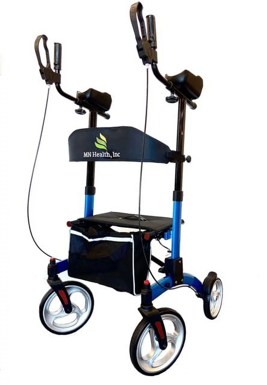Upright Stand Up Walker Rollator Seat and Back 4 Wheel With Padded Arm Rests - Curated Treasures Market