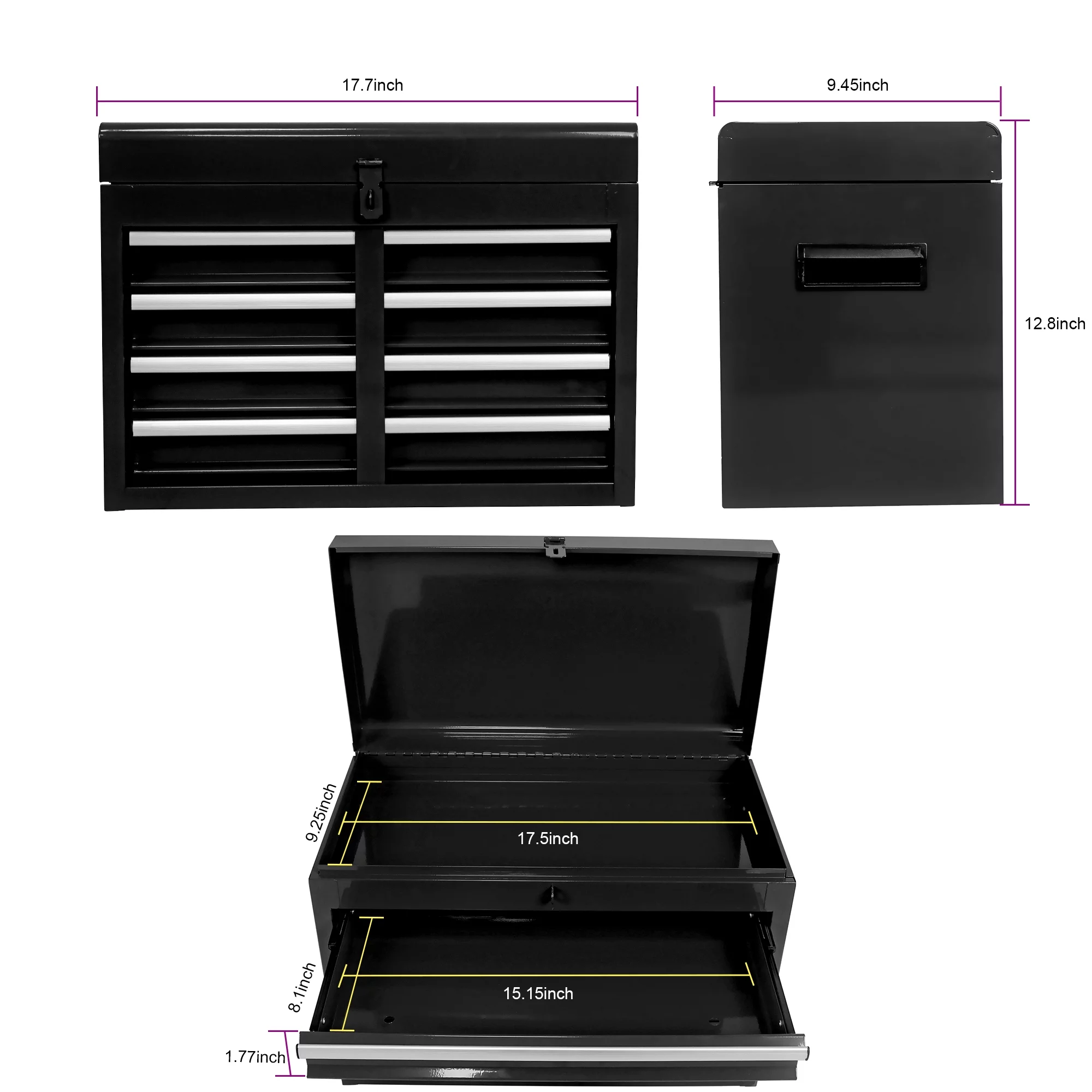 Rolling Tool Chest with Wheels and 8 Drawers, Detachable Large Toolbox Storage Cabinet with Lock,Locking Mechanic Tool Cart for Warehouse, Workshop,Garage,Blue